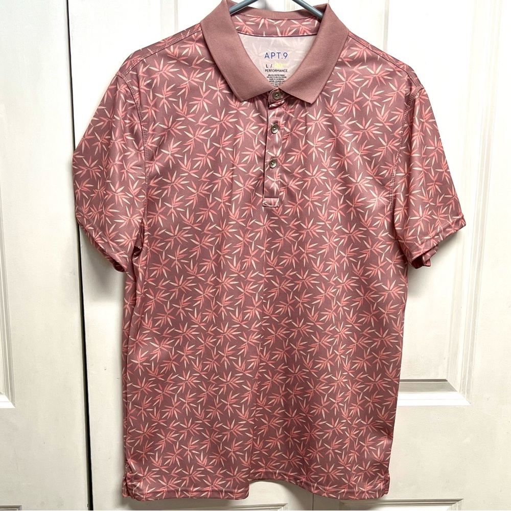 Apt. 9 Purple and Light Pink Geometric Performance Polo Size L